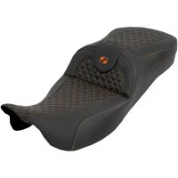 Extended Reach RoadSofa Seat - Dragon Scale - w/o Backrest - Orange Stitch - FLH/FLT 08-25