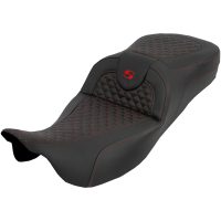 Extended Reach RoadSofa Seat - Dragon Scale - w/o Backrest - Red Stitch - FLH/FLT 08-25
