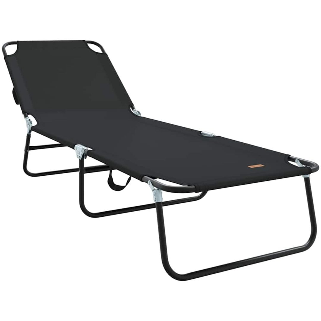 Fällbar Solstol Portabel Svart 600D Oxford Tyg vidaXL 56 x 189 x 87cm – bild 2