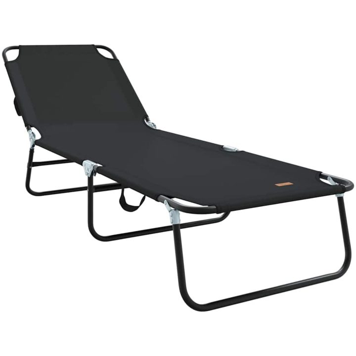 Fällbar Solstol Portabel Svart 600D Oxford Tyg vidaXL 56 x 189 x 87cm – bild 2