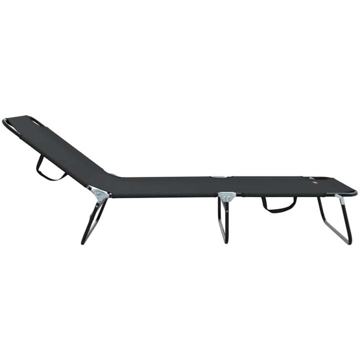 Fällbar Solstol Portabel Svart 600D Oxford Tyg vidaXL 56 x 189 x 87cm – bild 5