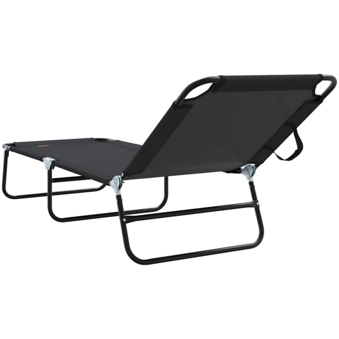 Fällbar Solstol Portabel Svart 600D Oxford Tyg vidaXL 56 x 189 x 87cm – bild 6