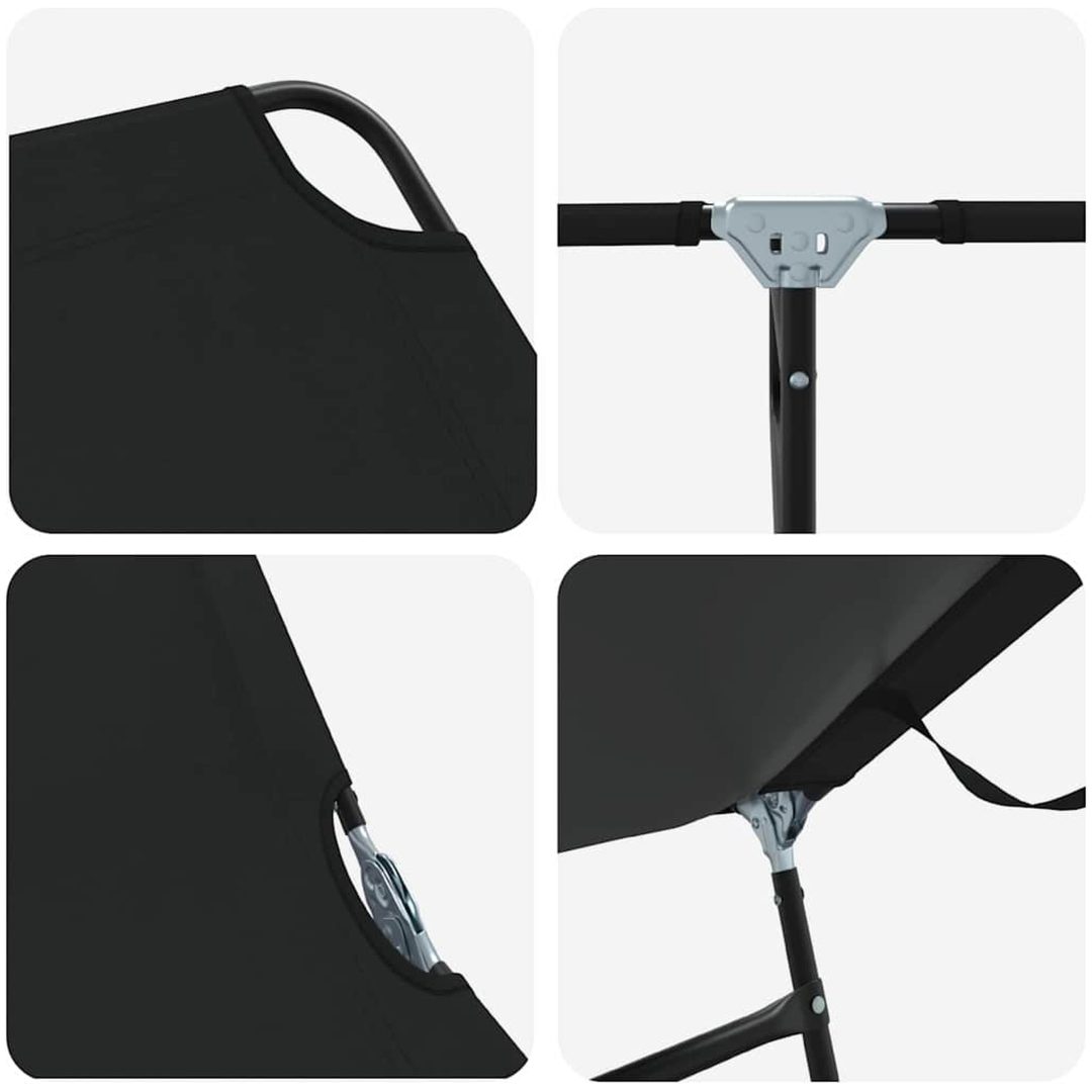 Fällbar Solstol Portabel Svart 600D Oxford Tyg vidaXL 56 x 189 x 87cm – bild 7