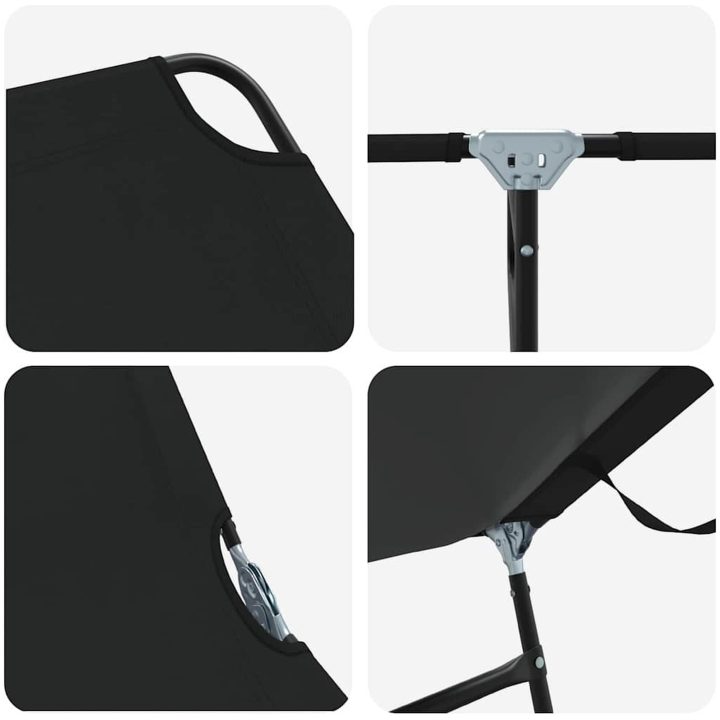Fällbar Solstol Portabel Svart 600D Oxford Tyg vidaXL 56 x 189 x 87cm – bild 7