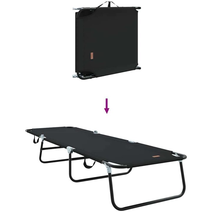 Fällbar Solstol Portabel Svart 600D Oxford Tyg vidaXL 56 x 189 x 87cm – bild 8