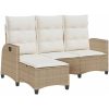 Fällbar trädgårdssoffa med dynor L-formad beige konstrotting vidaXL – miniatyr 2