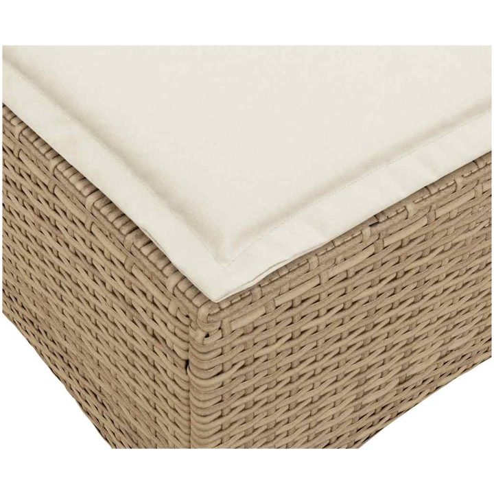 Fällbar trädgårdssoffa med dynor L-formad beige konstrotting vidaXL – bild 11