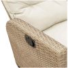 Fällbar trädgårdssoffa med dynor L-formad beige konstrotting vidaXL – miniatyr 12
