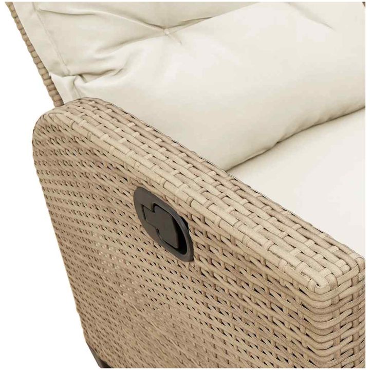 Fällbar trädgårdssoffa med dynor L-formad beige konstrotting vidaXL – bild 12