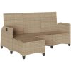 Fällbar trädgårdssoffa med dynor L-formad beige konstrotting vidaXL – miniatyr 4