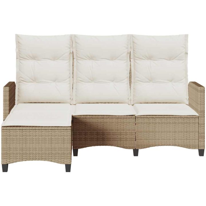 Fällbar trädgårdssoffa med dynor L-formad beige konstrotting vidaXL – bild 5