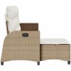 Fällbar trädgårdssoffa med dynor L-formad beige konstrotting vidaXL – miniatyr 6