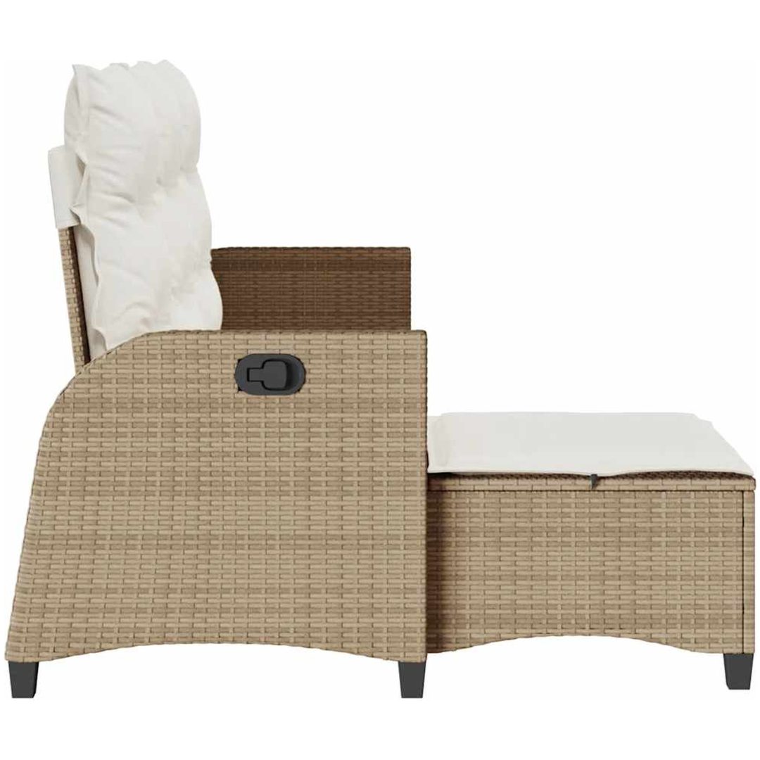 Fällbar trädgårdssoffa med dynor L-formad beige konstrotting vidaXL – bild 6