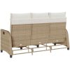 Fällbar trädgårdssoffa med dynor L-formad beige konstrotting vidaXL – miniatyr 7