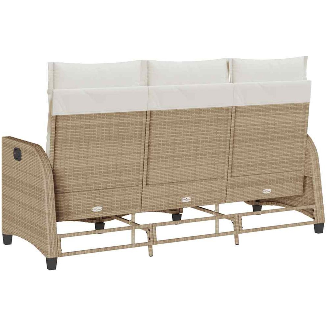 Fällbar trädgårdssoffa med dynor L-formad beige konstrotting vidaXL – bild 7