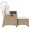 Fällbar trädgårdssoffa med dynor L-formad beige konstrotting vidaXL – miniatyr 8