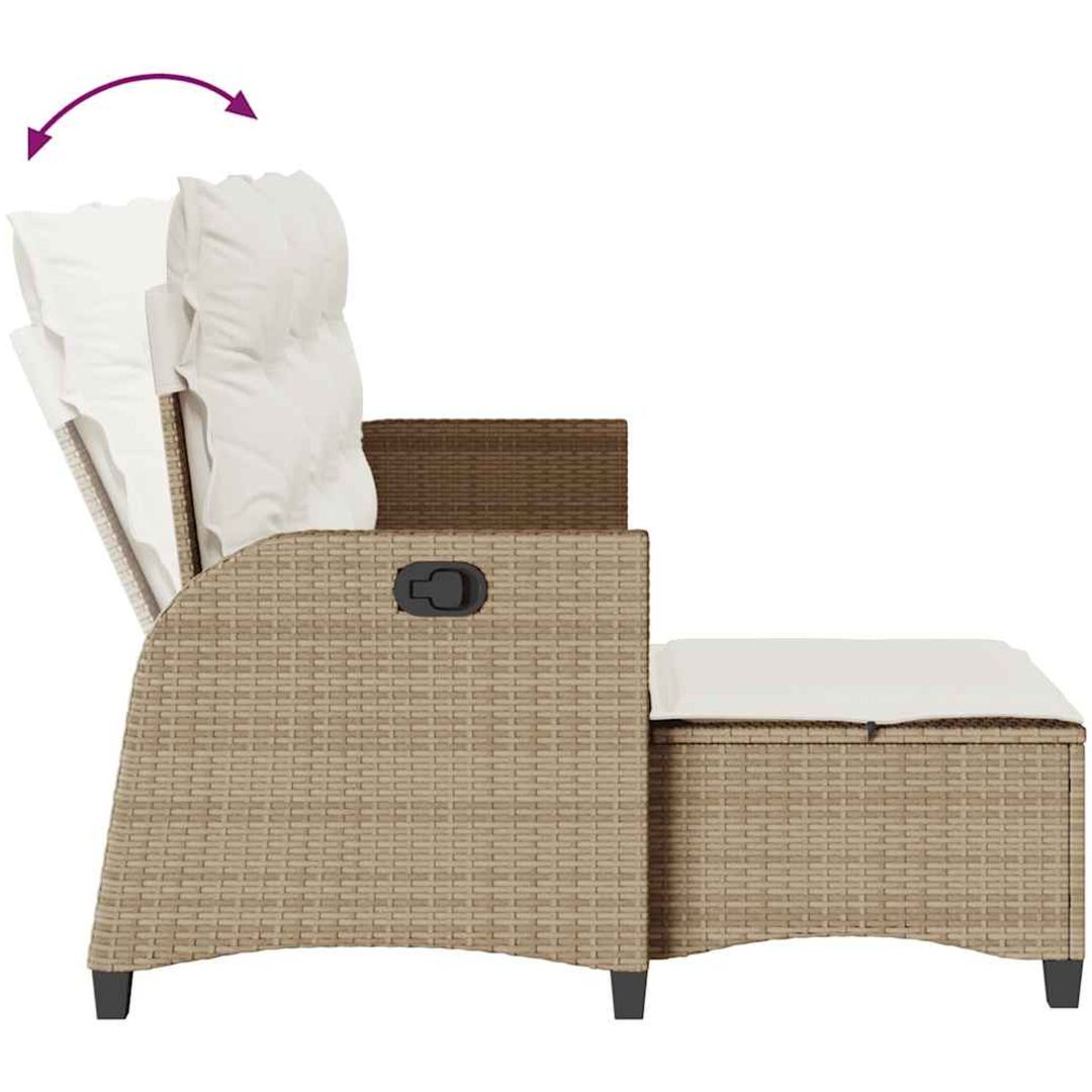 Fällbar trädgårdssoffa med dynor L-formad beige konstrotting vidaXL – bild 8