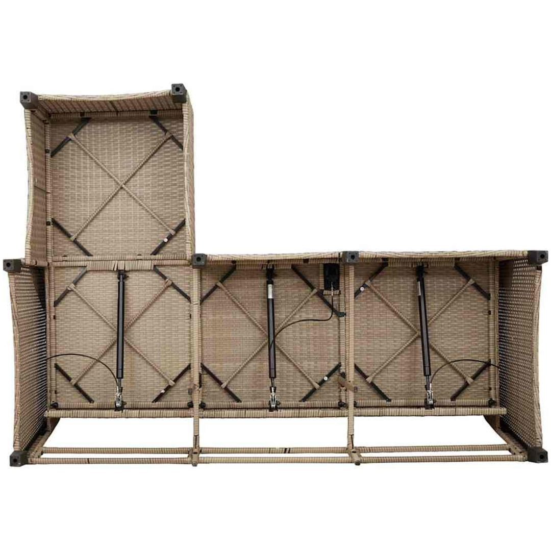 Fällbar trädgårdssoffa med dynor L-formad beige konstrotting vidaXL – bild 10