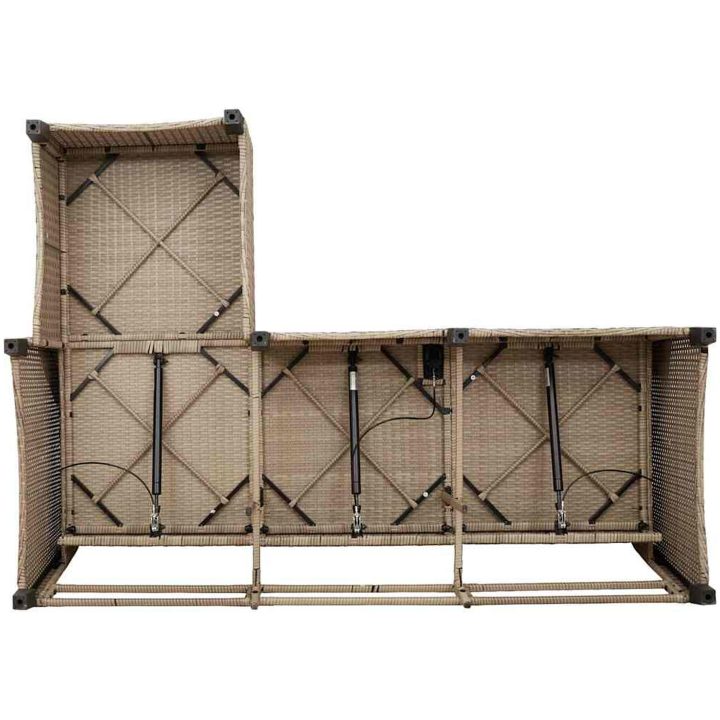 Fällbar trädgårdssoffa med dynor L-formad beige konstrotting vidaXL – bild 10