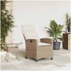 Fällbar trädgårdsstol med sidobord beige konstrotting vidaXL – miniatyr 3