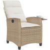 Fällbar trädgårdsstol med sidobord beige konstrotting vidaXL – miniatyr 4