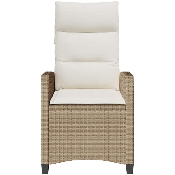 Fällbar trädgårdsstol med sidobord beige konstrotting vidaXL – bild 5