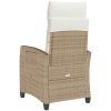 Fällbar trädgårdsstol med sidobord beige konstrotting vidaXL – miniatyr 7