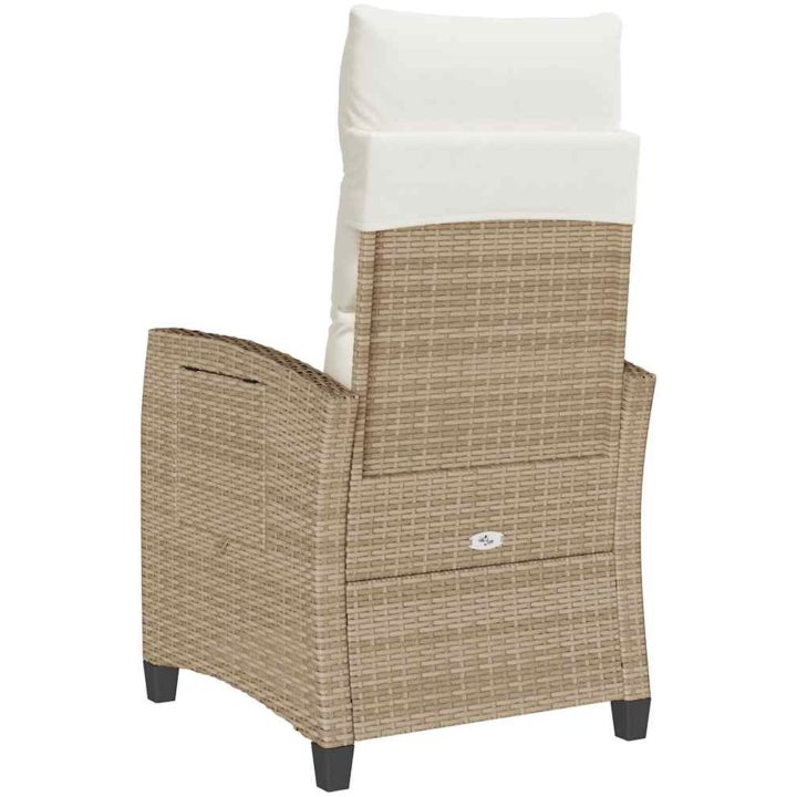 Fällbar trädgårdsstol med sidobord beige konstrotting vidaXL – bild 7