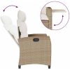 Fällbar trädgårdsstol med sidobord beige konstrotting vidaXL – miniatyr 8