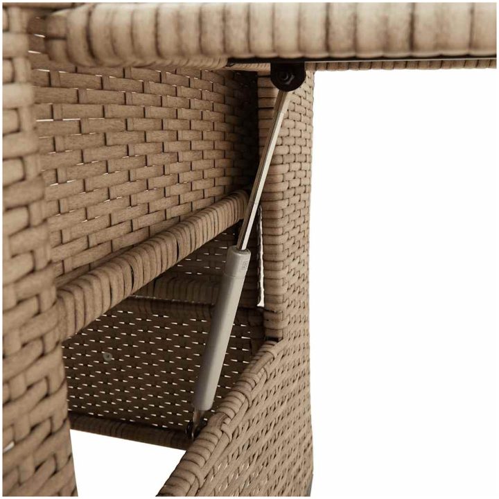 Fällbar trädgårdsstol med sidobord beige konstrotting vidaXL – bild 9