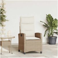 Fällbar trädgårdsstol med sidobord beige konstrotting vidaXL