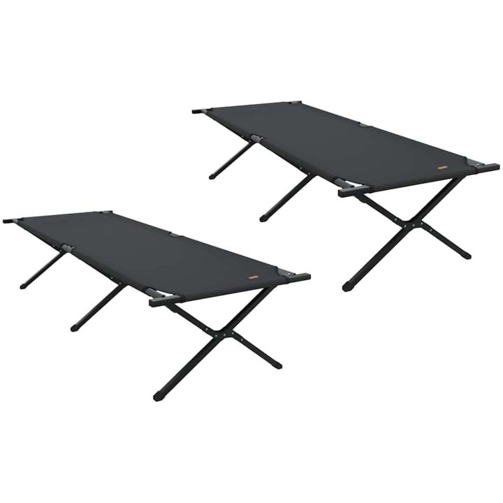Fällbara Solbäddar 2 st med bärväska Svart 600D Oxford tyg vidaXL 210 x 80 x 46 cm – bild 2
