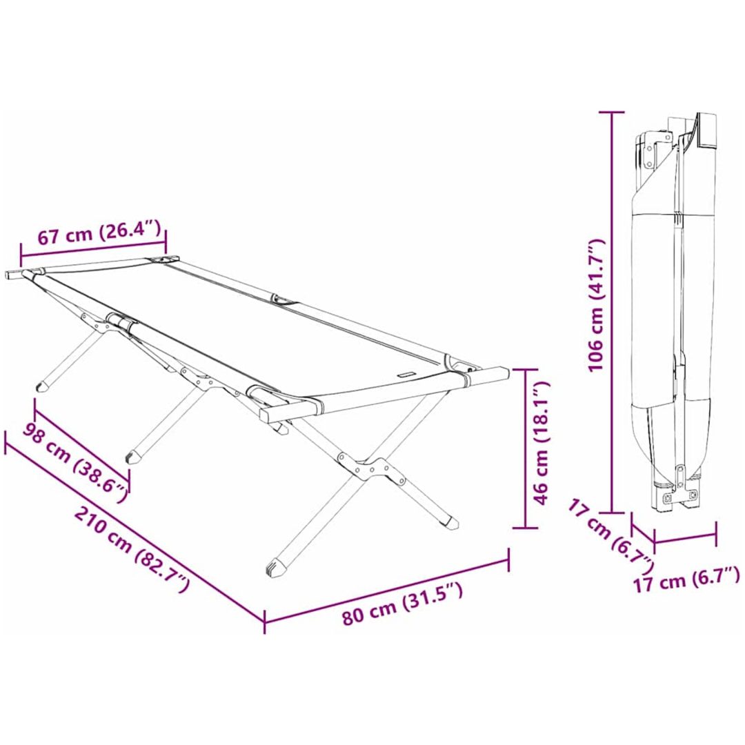 Fällbara Solbäddar 2 st med bärväska Svart 600D Oxford tyg vidaXL 210 x 80 x 46 cm – bild 12