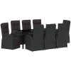 Fällbara trädgårdsmöbler med kudde Reclining 9 pcs Svart vidaXL 200 x 80 x 73 cm – miniatyr 2