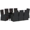 Fällbara trädgårdsmöbler med kudde Reclining 9 pcs Svart vidaXL 200 x 80 x 73 cm – miniatyr 3