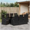 Fällbara trädgårdsmöbler med kudde Reclining 9 pcs Svart vidaXL 200 x 80 x 73 cm – miniatyr 4