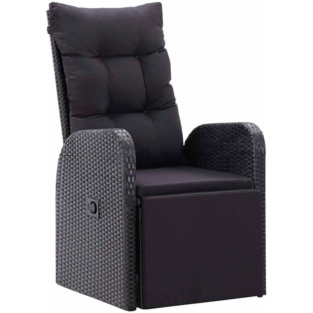Fällbara trädgårdsmöbler med kudde Reclining 9 pcs Svart vidaXL 200 x 80 x 73 cm – bild 6