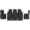 Fällbara trädgårdsmöbler med kudde Reclining 9 pcs Svart vidaXL 200 x 80 x 73 cm – miniatyr 7