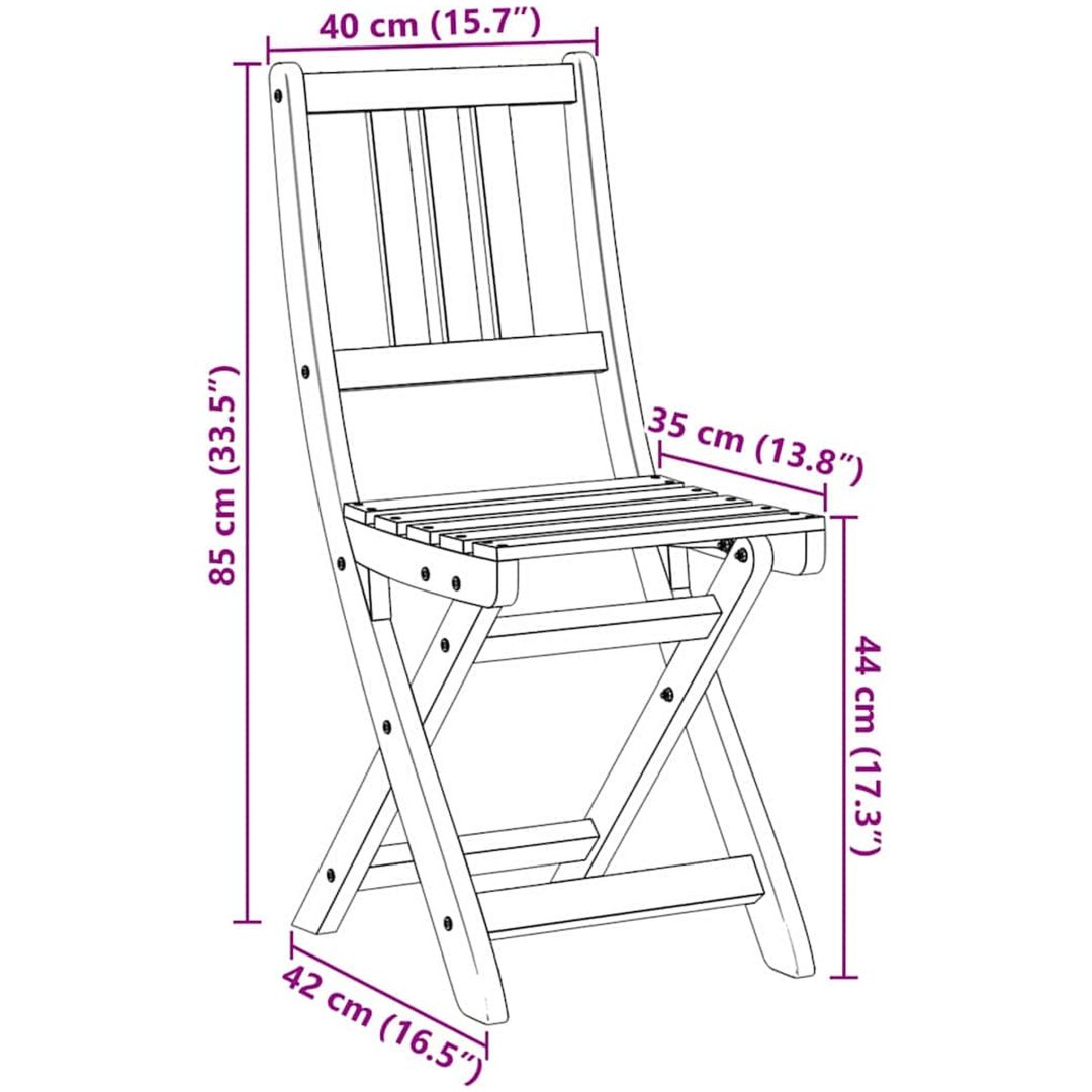 Fällbara trädgårdsstolar 2 st 36x46x85 cm Massivt trä akacia vidaXL Standard – bild 11