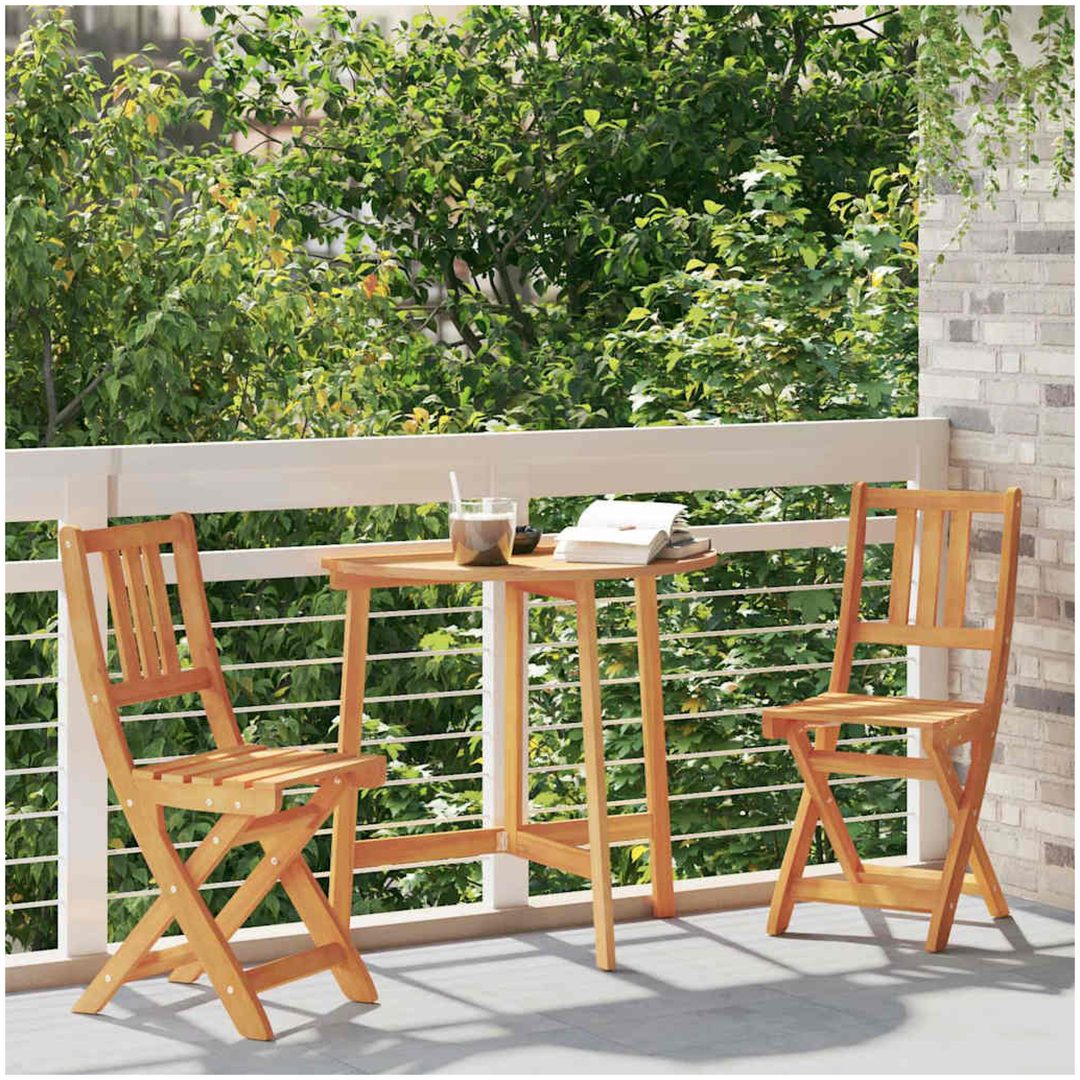 Fällbara trädgårdsstolar 2 st 36x46x85 cm Massivt trä akacia vidaXL Standard – bild 3
