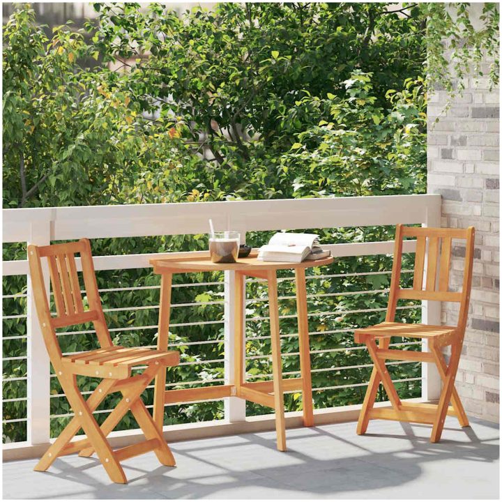 Fällbara trädgårdsstolar 2 st 36x46x85 cm Massivt trä akacia vidaXL Standard – bild 3