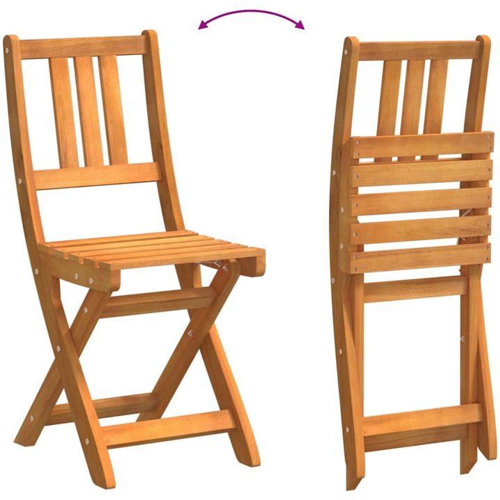Fällbara trädgårdsstolar 2 st 36x46x85 cm Massivt trä akacia vidaXL Standard – bild 10