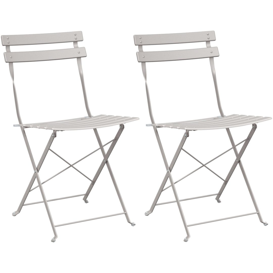 Fällbara Trädgårdsstolar 2 stycken Beige Stål vidaXL Standard – bild 2