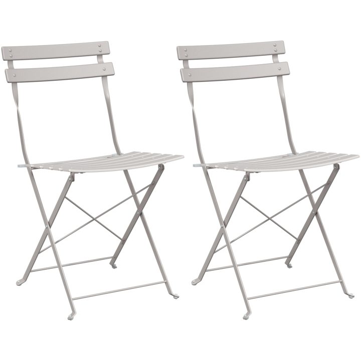 Fällbara Trädgårdsstolar 2 stycken Beige Stål vidaXL Standard – bild 2