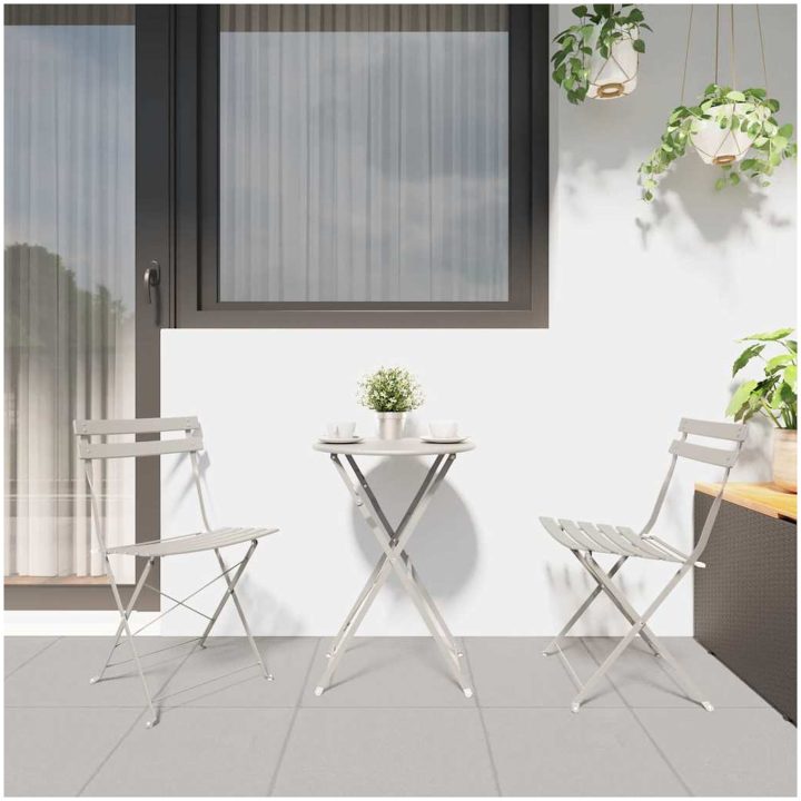 Fällbara Trädgårdsstolar 2 stycken Beige Stål vidaXL Standard – bild 3