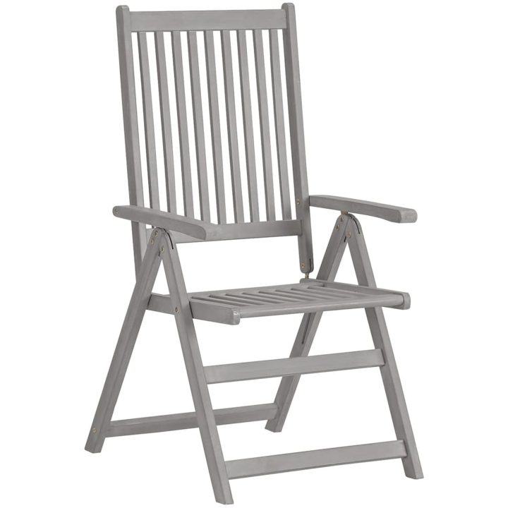 Fällbara trädgårdsstolar med dynor 4 st massivt akaciaträ vidaXL – bild 3
