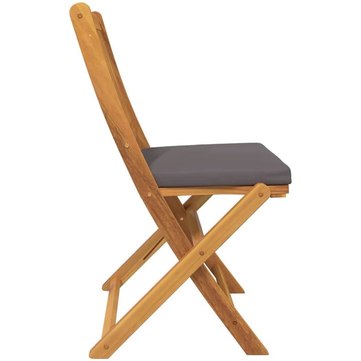 Fällbara Trädgårdsstolar med Grå Kudde 2st i Massivt Akacieträ vidaXL 57.5 x 49 x 92 cm – bild 6