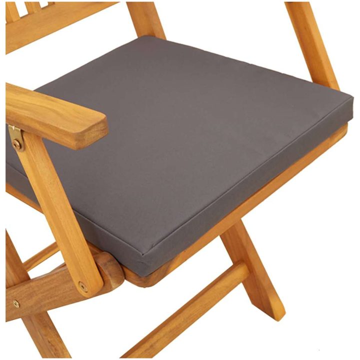 Fällbara Trädgårdsstolar med Grå Kudde 2st i Solitt Akacieträ vidaXL 57.5 x 49 x 92 cm – bild 8