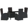 Fällbara trädgårdsstolar med kudde Reclining 5 pcs Svart vidaXL 140 x 70 x 73 cm – miniatyr 2
