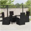 Fällbara trädgårdsstolar med kudde Reclining 5 pcs Svart vidaXL 140 x 70 x 73 cm – miniatyr 4